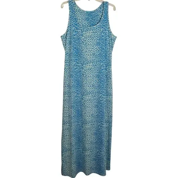 J. McLaughlin Catalina Cloth Maxi Dress Size XL Blue Leopard Animal Print Beach - Picture 2 of 7